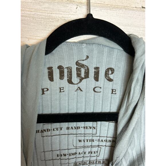 Indie Peace Women’s S Light Blue Handmade Long Sleeve Boho Hoodie Top Rare - Picture 3 of 5